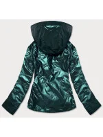 Zelená dámská bunda se stříbrnou kapucí (RQW-7008)