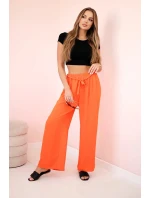 Kalhoty s širokým pasem tmavě oranžová Kalhoty s širokým pasem tmavě oranžová