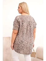 Dámská bavlněná halenka Plus Size s krátkým rukávem a ozdobným knoflíkem fango Dámská bavlněná halenka Plus Size s krátkým rukávem a ozdobným knoflíkem fango