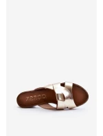 Zazoo 40236 Kožené dámské klínky na nízkém podpatku zlaté