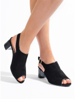Stylové dámské černé  sandály na širokém podpatku