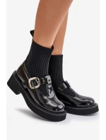 Lakované Boty Se Ponožkou A Přezkou Černé MR880-076