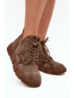 Semišové nízké dámské kotníky na platformě Big Star SS274594 béžové Semišové nízké dámské kotníky na platformě Big Star SS274594 béžové