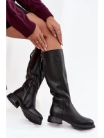 Kožené dámské kozačky na nízkém podpatku s vyhříváním D&A JC52-837 Černé Kožené dámské kozačky na nízkém podpatku s vyhříváním D&A JC52-837 Černé