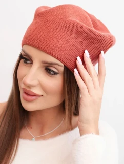 Dámská čepice klasická hladká beanie K420 rezavá