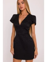 M882 Žakárové mini šaty - černé