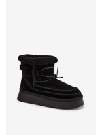 Dámské semišové sněhule s ozdobným prošíváním Big Star – černé