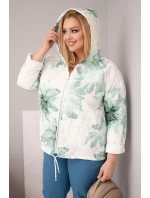 Dámská jarní bunda Plus Size s květinovým vzorem mátová