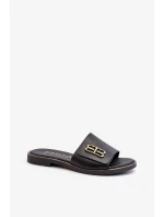 Zazoo Elegantní dámské kožené pantofle , černé