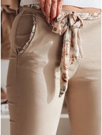 Dámské látkové chinos kalhoty s páskem ROSSALI tmavě béžové FashionStreet UY2536
