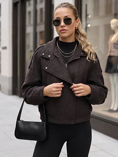Krátký dámský kabát s vlnou, hnědý, FashionStreet TY6034