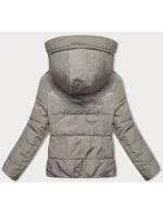 Khaki-béžová oboustranná krátká bunda s kapucí (B8181-11046) Khaki-béžová oboustranná krátká bunda s kapucí (B8181-11046)