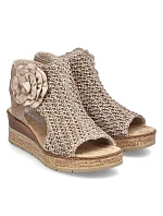 Dámské pohodlné sandály s pletenou platformou béžové Rieker 63791-60