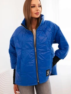 Dámská prošívaná bunda s krátkým střihem a stojáčkem chabrová