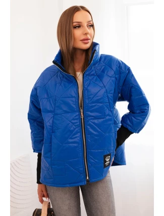 Dámská prošívaná bunda s krátkým střihem a stojáčkem chabrová