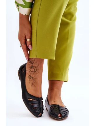 Pohodlné kožené dámské baleríny Černe Luka