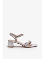Dámské sandály na nízkém podpatku vyrobené z eko kůže Sergio Leone Silver Dámské sandály na nízkém podpatku vyrobené z eko kůže Sergio Leone Silver