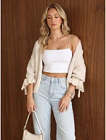 Dámský oversize kardigan bez zapínání, barva ecru, FashionStreet MY2566