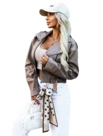 626-3 Stylový rameson z měkké ekokůže, s páskem a asymetrickým zipem - cappuccino