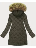 Prošívaná dámská zimní bunda v khaki barvě (lf808)