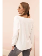 Dámský svetr s viskózou a výstřihem do V bílý Dámský svetr s viskózou a výstřihem do V bílý