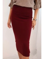 Dámská viskózová tužková sukně s elastickým pasem bordová
