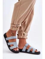 Kožené klasické žabky dámské na suchý zip hnědé Amedon