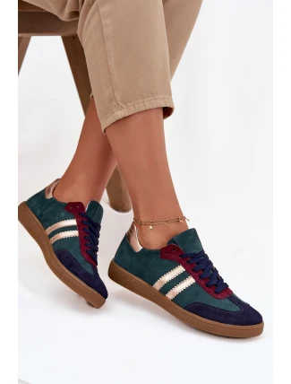 Dámské nízké semišové tenisky – lahvově zelené Zazoo