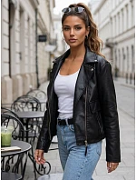 Dámská kožená bunda ve stylu Ramones, černá, FashionStreet TY5716 Dámská kožená bunda ve stylu Ramones, černá, FashionStreet TY5716