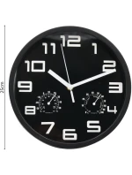 NÁSTĚNNÉ HODINY 25CM S TEPLOMĚREM ČERNÉ