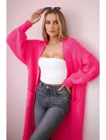 Svetr dlouhý kardigan růžový neonový Svetr dlouhý kardigan růžový neonový