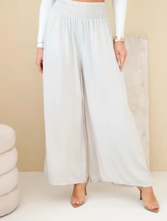 Dámské viskózové kalhoty s elastickým pasem béžové