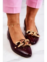 Kožené Lakovaný lodičky z hadí kůže kaštanové Elissabeth