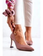 Módní kožené boty na jehlách růžové Tamira Módní kožené boty na jehlách růžové Tamira