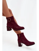 Semišové kotníčkové boty na podpatku s vyztuženým detailem Artiker 57C0016 bordó Semišové kotníčkové boty na podpatku s vyztuženým detailem Artiker 57C0016 bordó