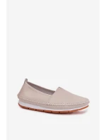 Kožené dámské polobotky S.Barski LR61-7051 Béžové