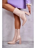 Dámské lakované kozačky Béžové Margit Dámské lakované kozačky Béžové Margit