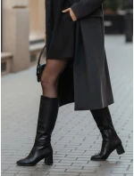 Dámské černé kozačky na podpatku FashionStreet ZY1213