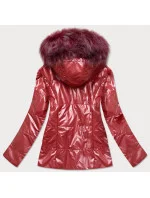 Lehká dámská zimní metalická buda ve vínové bordó barvě (721art)