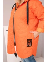 Dámská bunda Plus Size prošívaná s kapucí a nápisem HOPE oranžová