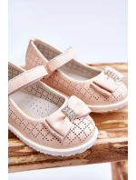 Dětské balerínky s mašlí na suchý zip růžove Halle