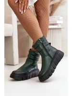 Dámské Kožené Boty Na Zip Zateplené Filcem Tmavozelené Zazoo 60512 Dámské Kožené Boty Na Zip Zateplené Filcem Tmavozelené Zazoo 60512