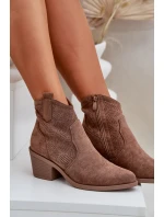 Kozačky Na Zip Eko Velurové Prodyšné HY51-061 S.Barski Hnědé