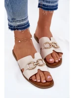 Dámské Ploché Pantofle S Dekorativním Detaiilem Béžové Amiresna