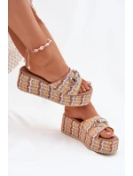 Dámské Sandały Na Klínu S Pletením A Ozdobou Multikolor Isolene Dámské Sandały Na Klínu S Pletením A Ozdobou Multikolor Isolene
