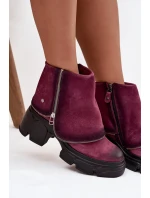 Kožené dámské kotníčkové boty s obráteným límcem Maciejka 07145-23 bordó