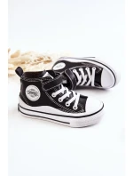 Dětské kožené tenisky na suchý zip Černá Bruni