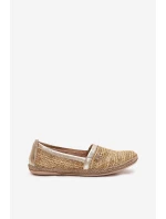 Elegantní Kožené Espadrilky S Pletením Béžovo-Zlaté Zazoo 10178 Elegantní Kožené Espadrilky S Pletením Béžovo-Zlaté Zazoo 10178