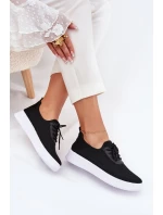 Materiálové Nazouvací Sportovní Boty Na Platformě Dámské Černé Kalyra