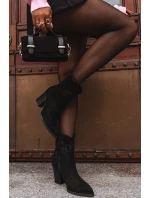 Dámské kovbojky na podpatku Eko semiš Černé Carissa